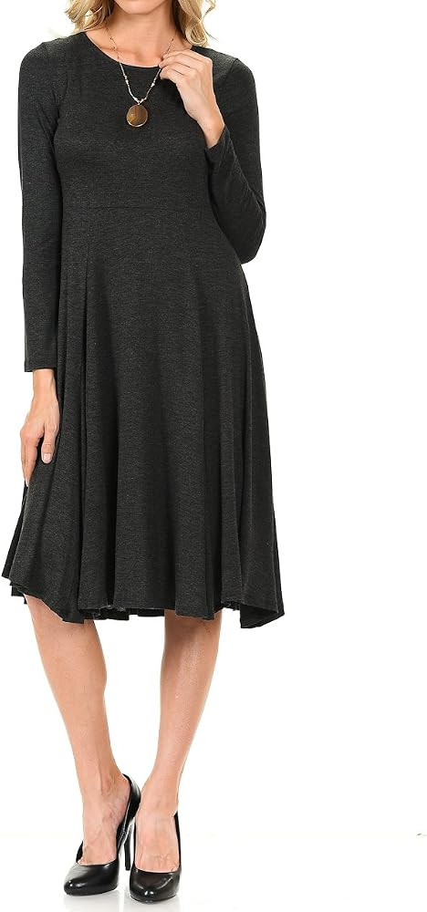 Pastel by Vivienne Women's Long Sleeve Fit and Flare Midi Dress Casual Formal | Amazon (US)