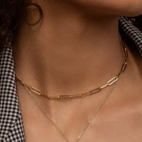 Paperclip Necklace, Gold Chain Link Layering Chain, Dainty Chains | Etsy (US)