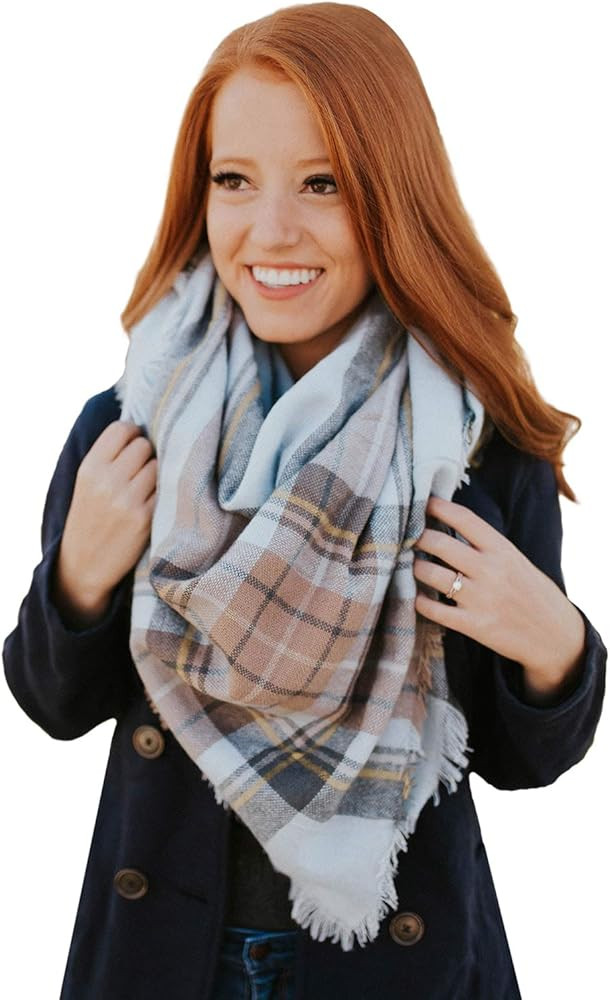 Water Gypsy Trendy Fashion Plaid Scarf Oversized Blanket Shawl for Winter | Amazon (US)