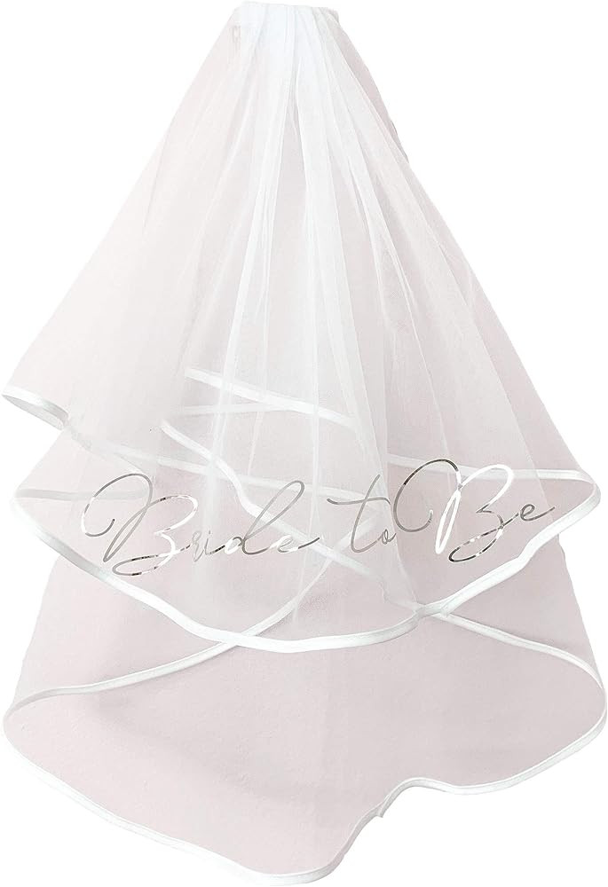 ModParty Silver Bride to Be Veil Women’s Tulle Short Bachelorette Party Veil With Comb Wedding | Amazon (US)