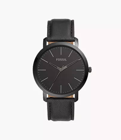 Luther Three-Hand Black Leather Watch | Fossil (US)