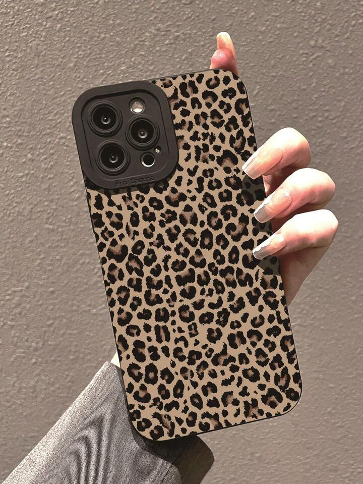 Leopard-Print Black Shockproof TPU Phone Case Compatible With IPhone 15 14 13 12 11 XS XR X 7 8 M... | SHEIN