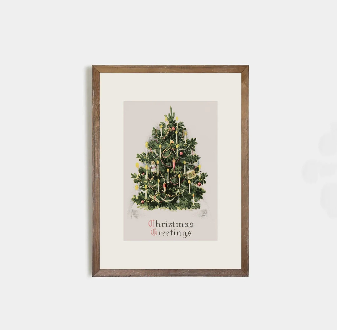Christmas Tree Printing Vintage Christmas Tree Retro - Etsy | Etsy (US)