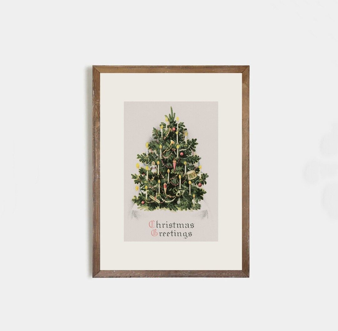 Christmas Tree Printing Vintage Christmas Tree Retro - Etsy | Etsy (US)