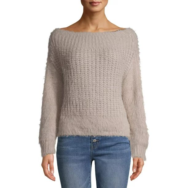 Dreamers by Debut Women's Off the Shoulder Eyelash Sweater | Walmart (US)