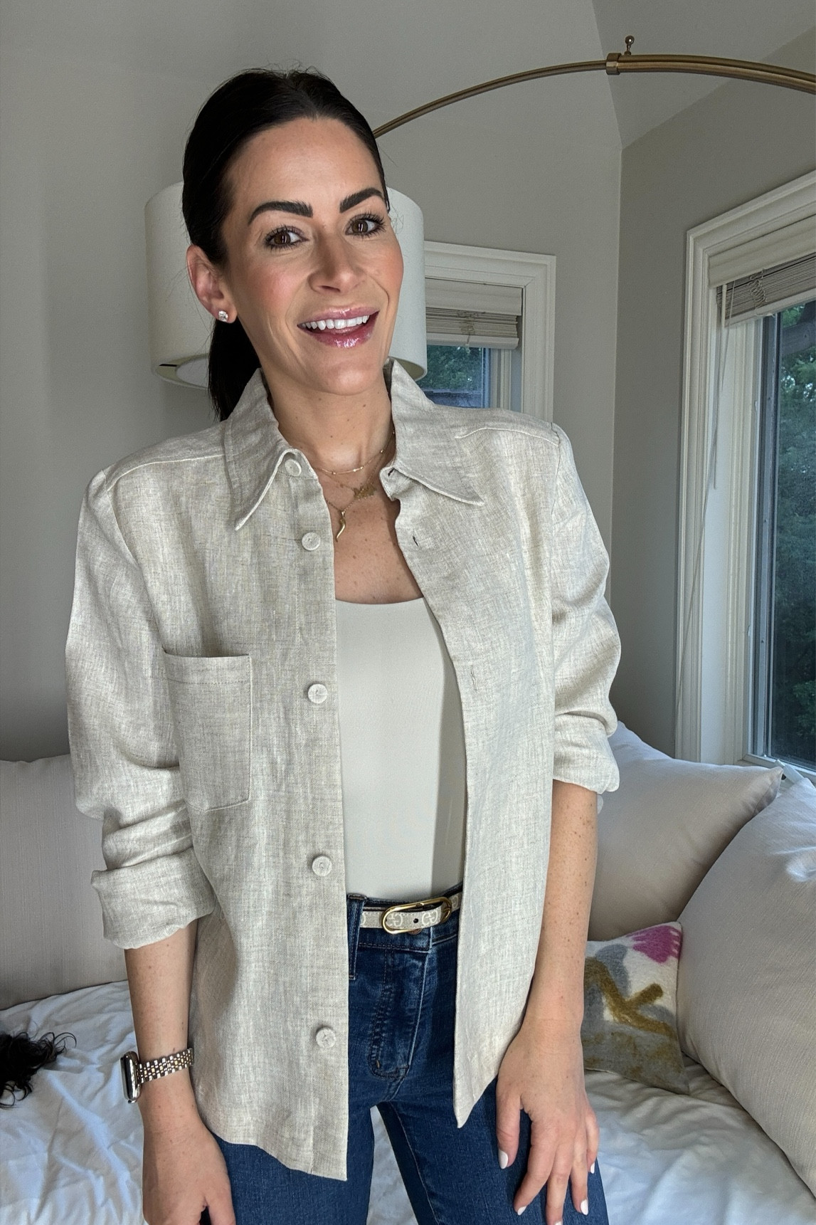 Snag this  linen jacket and my favorite jeans for less than $60 each! 🛍️ Don't miss out on this stylish steal! 

Jacket: S
Bodysuit: XS
Jeans: 26
All runs TTS

#Sale #FashionFinds #WardrobeEssentials 

#LTKSaleAlert #LTKStyleTip #LTKFindsUnder100