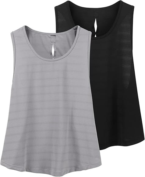 Women's Workout Tank Tops Sports Shirt Sleeveless Yoga Tops Muscle Racerback Athletic Running Tank 2 | Amazon (US)