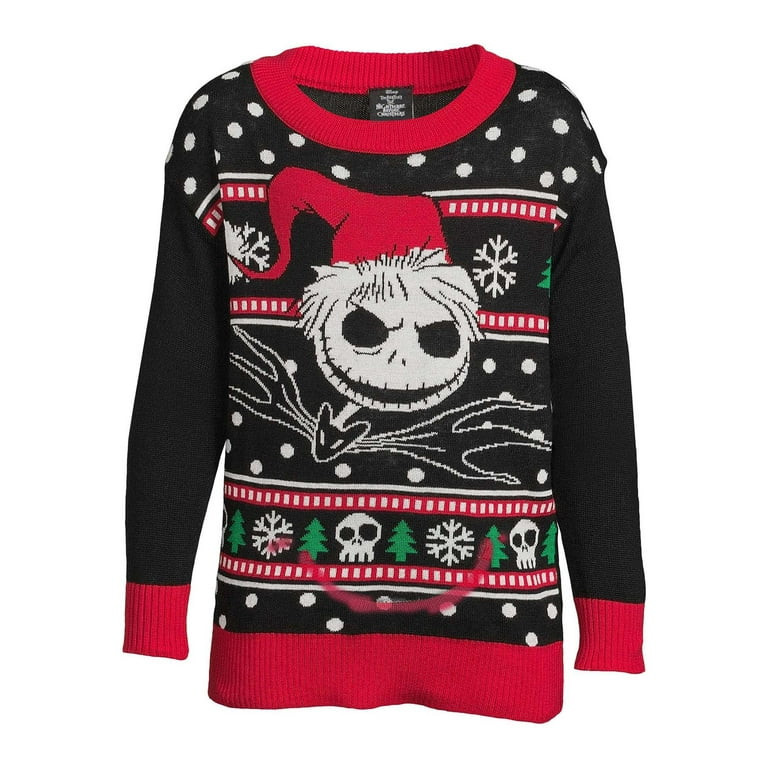 The Nightmare Before Christmas Girls Holiday Sweater, Sizes 4-16 - Walmart.com | Walmart (US)