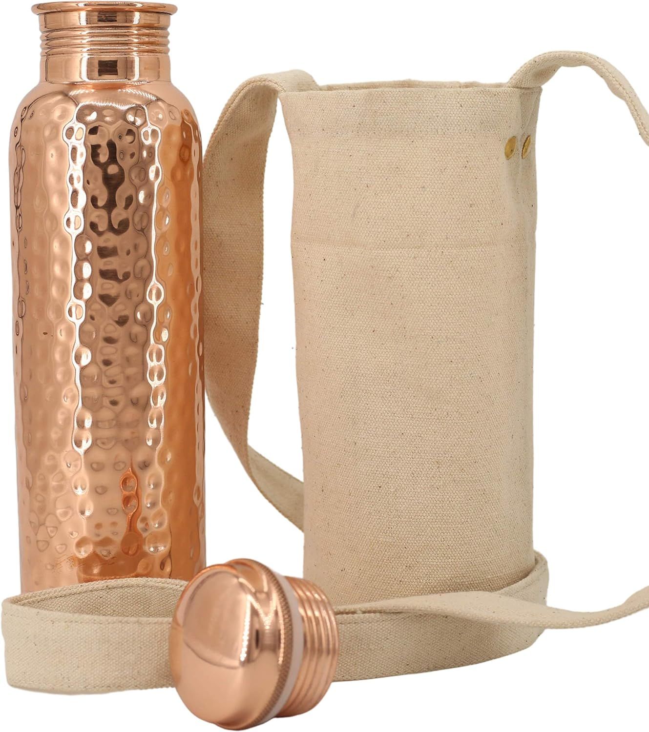 Kitchen Science Water Bottle (32oz/950ml) w/a Carrying Canvas Bag | 100% Pure Copper Bottle for D... | Amazon (US)
