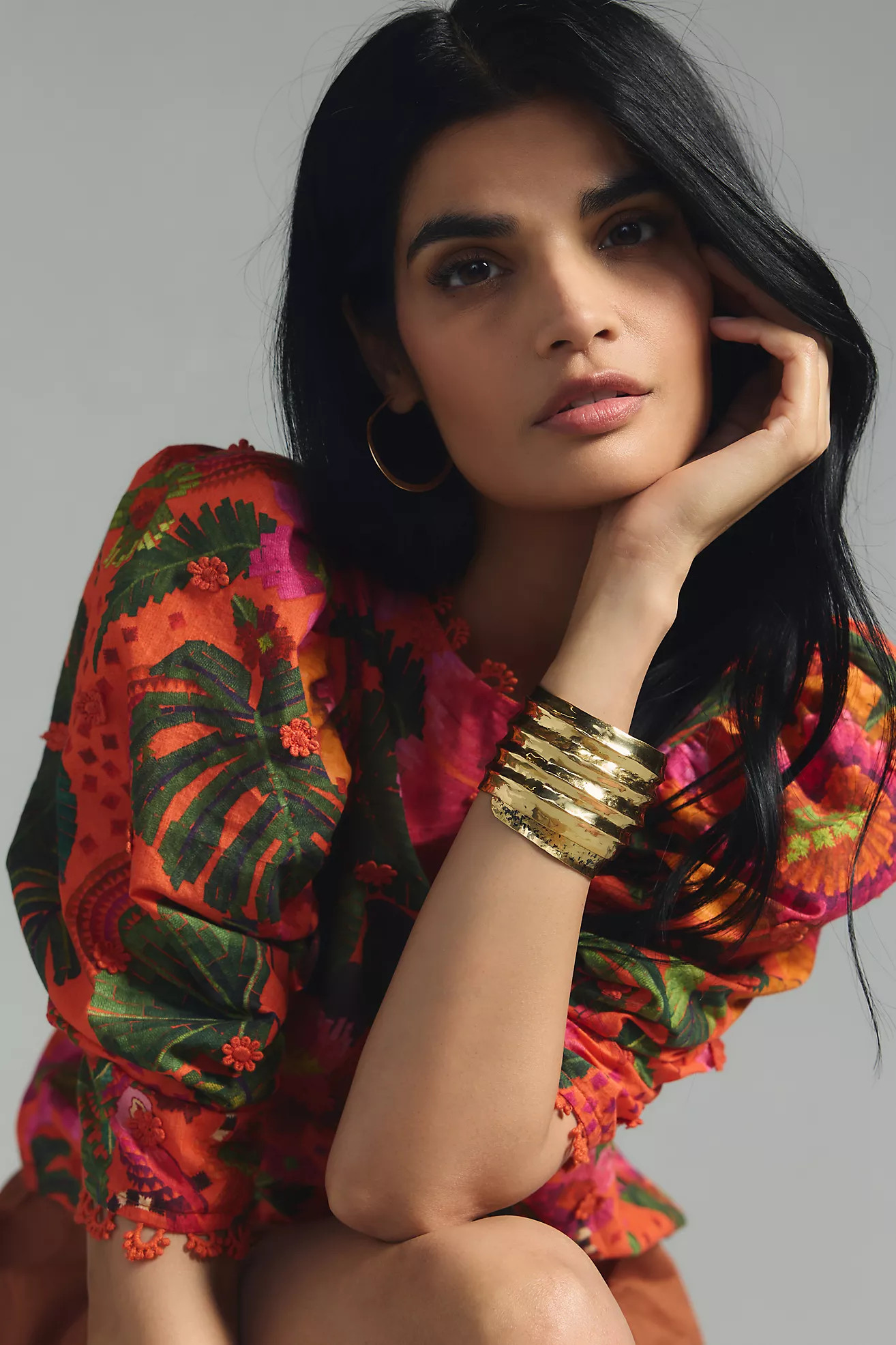 Farm Rio Blooming Garden Puff-Sleeve Top | Anthropologie (US)