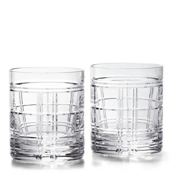 Hudson Plaid Lead Free Crystal Whiskey Glass (Set of 2) | Wayfair North America