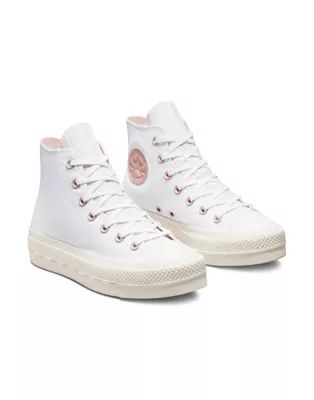 Converse Chuck Taylor All Star Hi Lift Crafted Folk platform sneakers in white | ASOS (Global)