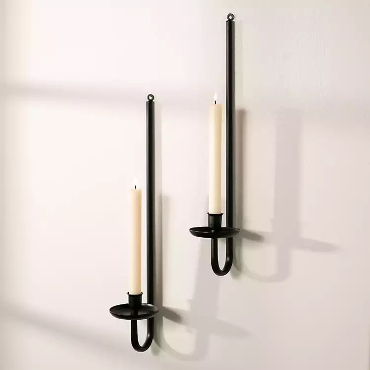 Black Metal Taper Candle Holder Sconces, Set of 2 | Kirkland's Home