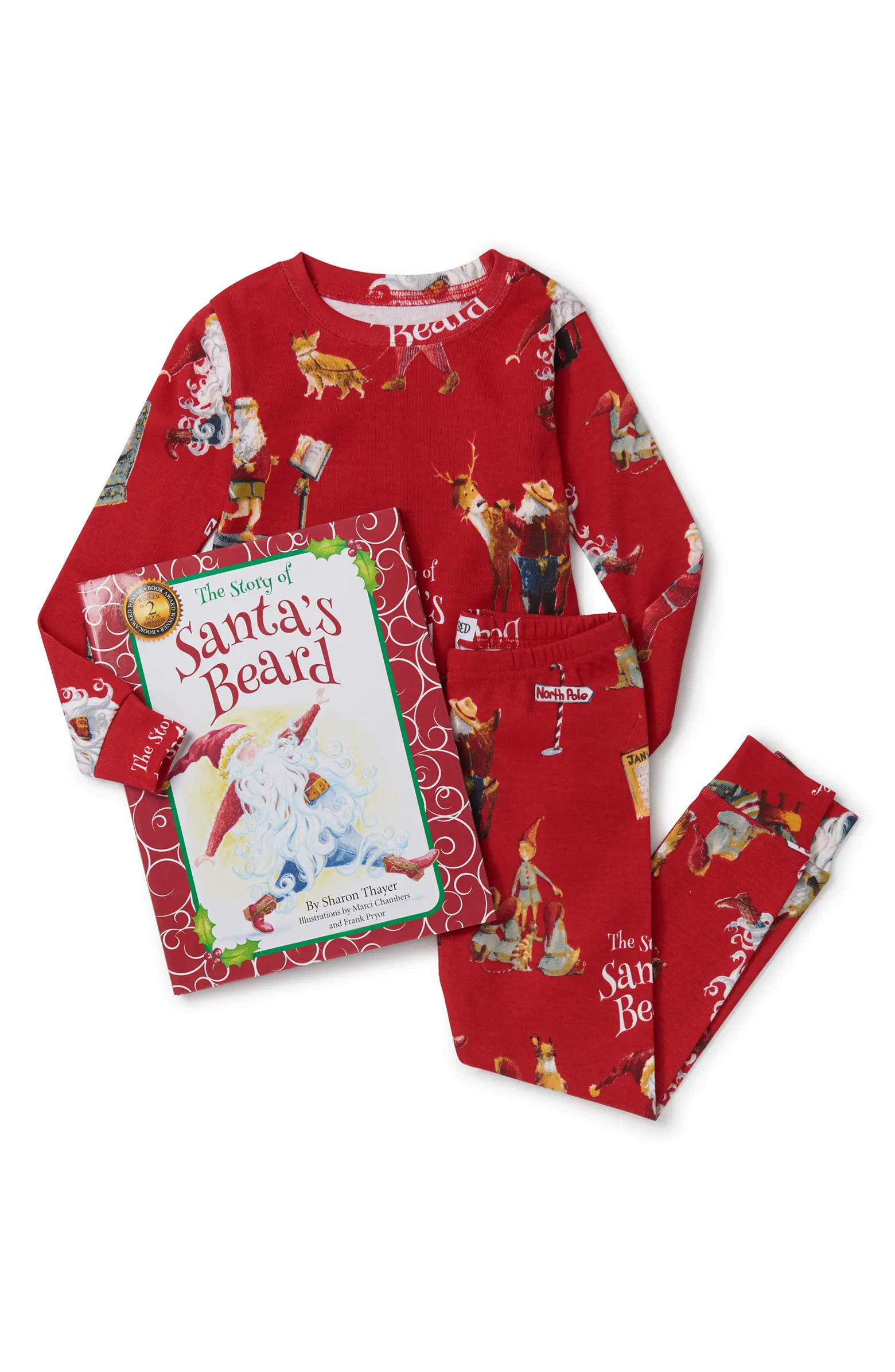 Kids' 'The Story of Santa's Beard' Fitted Two-Piece Pajamas & Book Set | Nordstrom