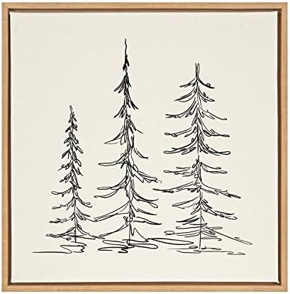 Kate and Laurel Sylvie Minimalist Evergreen Trees Sketch Framed Canvas Wall Art by The Creative B... | Amazon (US)