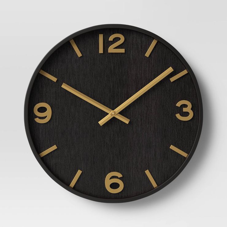 20" Wood Wall Clock Brass - Threshold™ | Target