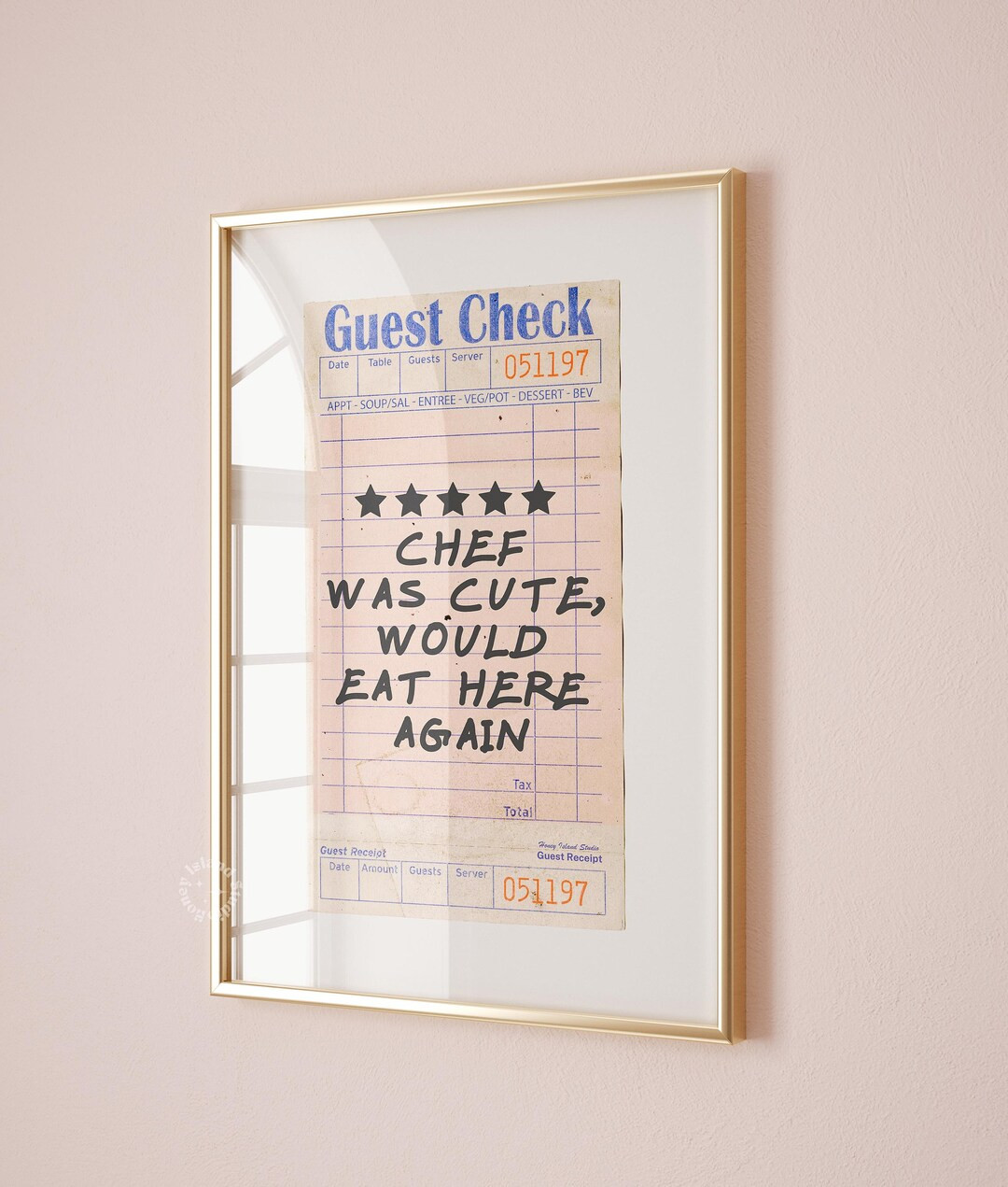 Trendy Guest Check Chef Was Cute, Would Eat Here Again Trendy Wall Art Guest Check Bar Cart Print... | Etsy (US)