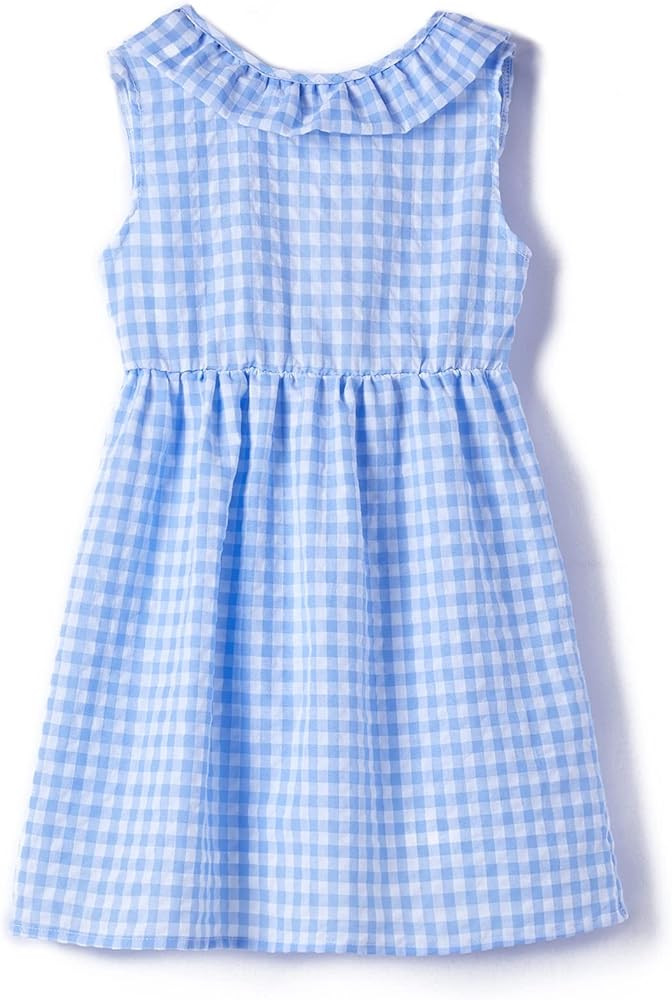 Rysly Toddler Baby Girls Cotton Linen Plaid Dress with Ruffle Back Straps and Bow Kids Casual Dre... | Amazon (US)