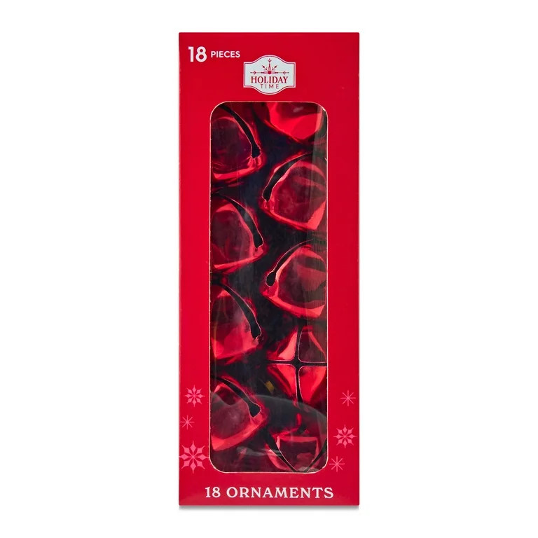 Red Shiny Metal Bell Christmas Ornaments, 1", 18 Count, by Holiday Time | Walmart (US)