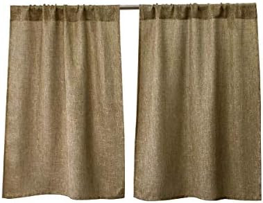 Valea Home Burlap Tier Curtains for Kitchen Rustic Tan Rod Pocket Curtains for Short Window 36 in... | Amazon (US)