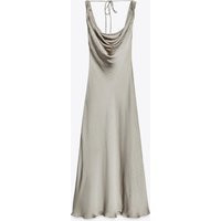 Zara - Zw Collection Satin Long Dress - Women - Soft Gold - Women | Zara US