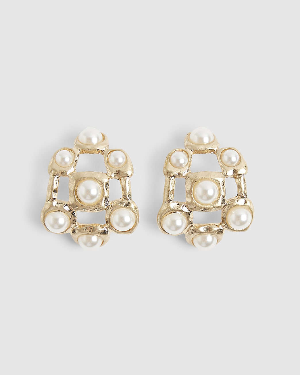 Gold pearl half hoop earrings | River Island UK & IE