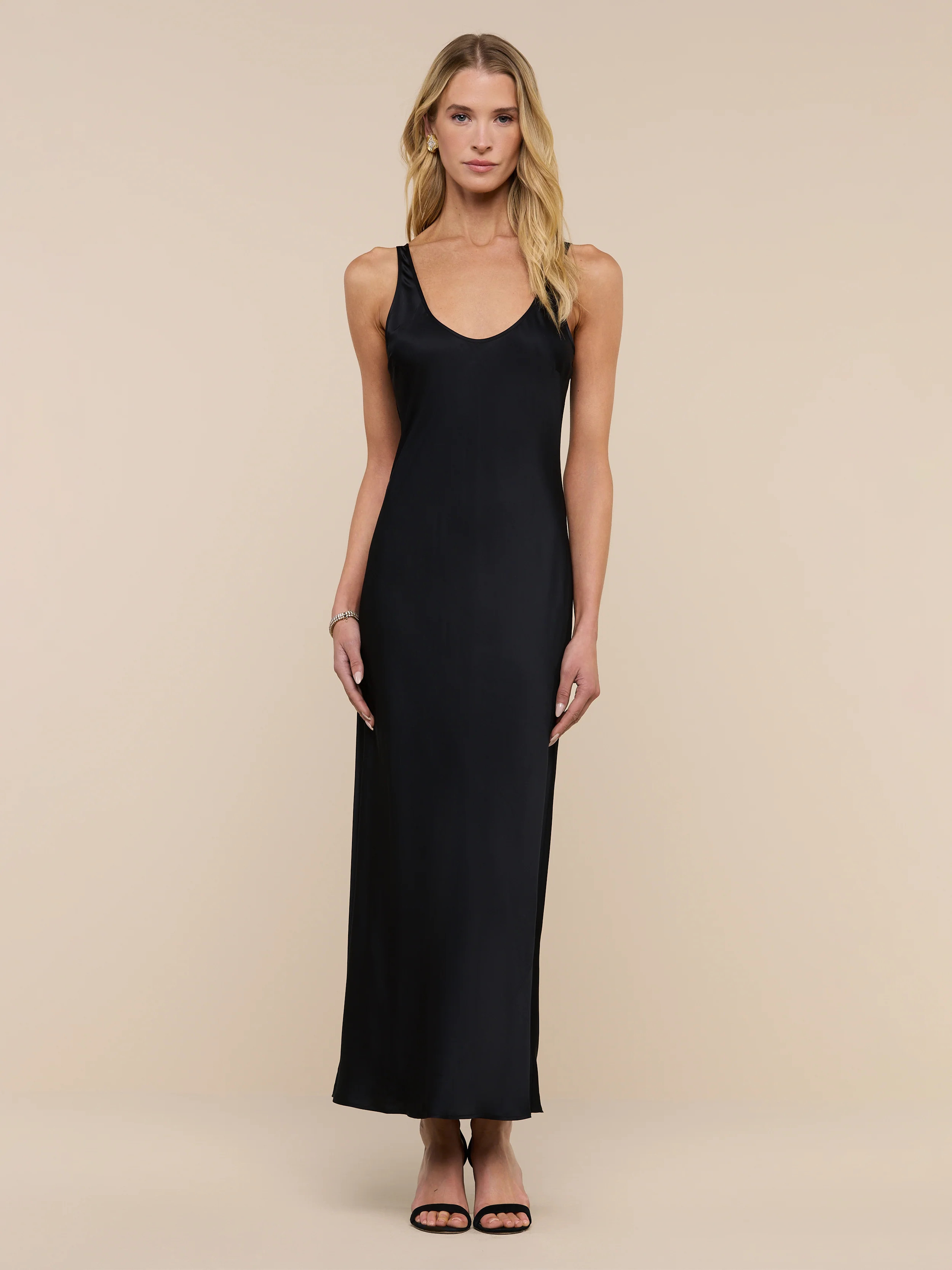 L'AGENCE Akiya Satin Maxi Dress In Black | L'Agence