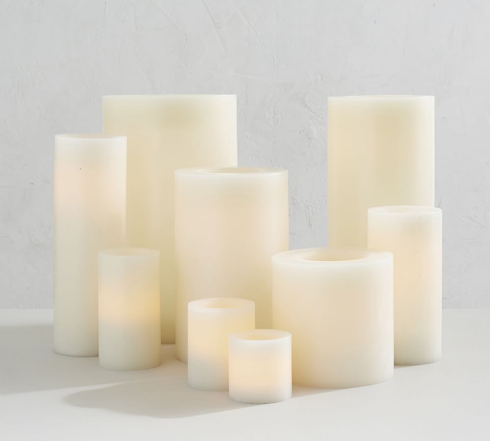 Standard Flameless Wax Pillar Candle - Ivory | Pottery Barn (US)