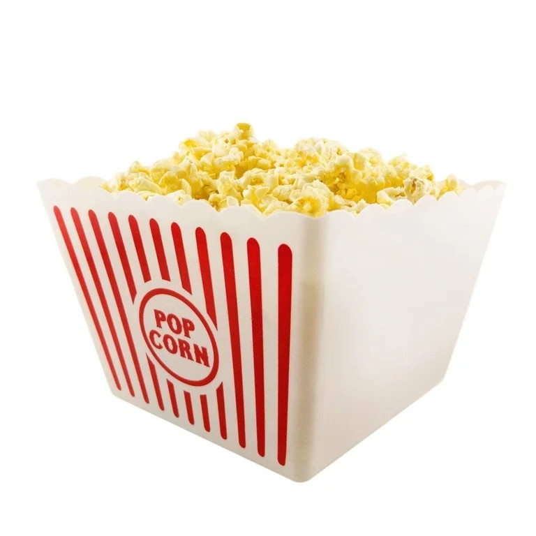 Novelty Place Plastic Red & White Striped Classic Popcorn Containers for Movie Night - 9.25" Squa... | Walmart (US)