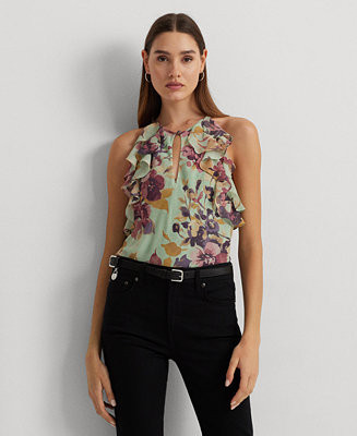 Lauren Ralph Lauren Women's Ruffled Halter Blouse - Macy's | Macy's