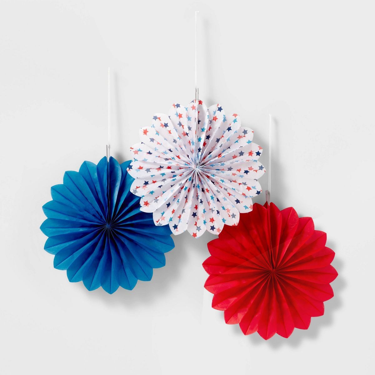 3ct 10" Hanging Paper Fans Red White & Blue - Sun Squad™ | Target