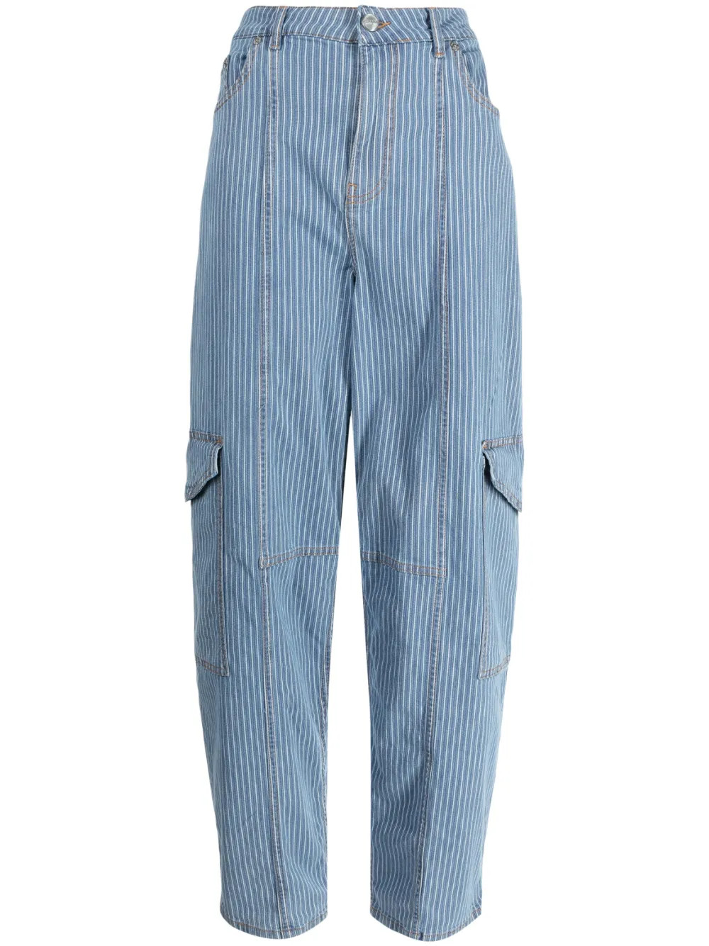 GANNI stripe-pattern Cargo Jeans - Farfetch | Farfetch Global