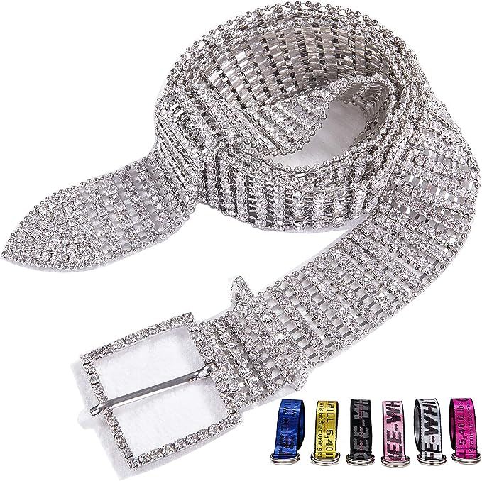 Barry.Wang Women Diamond Belts Gift,Crystal Rhinestone Bling Waist Chain Sexy Girl Wedding/Party/... | Amazon (US)