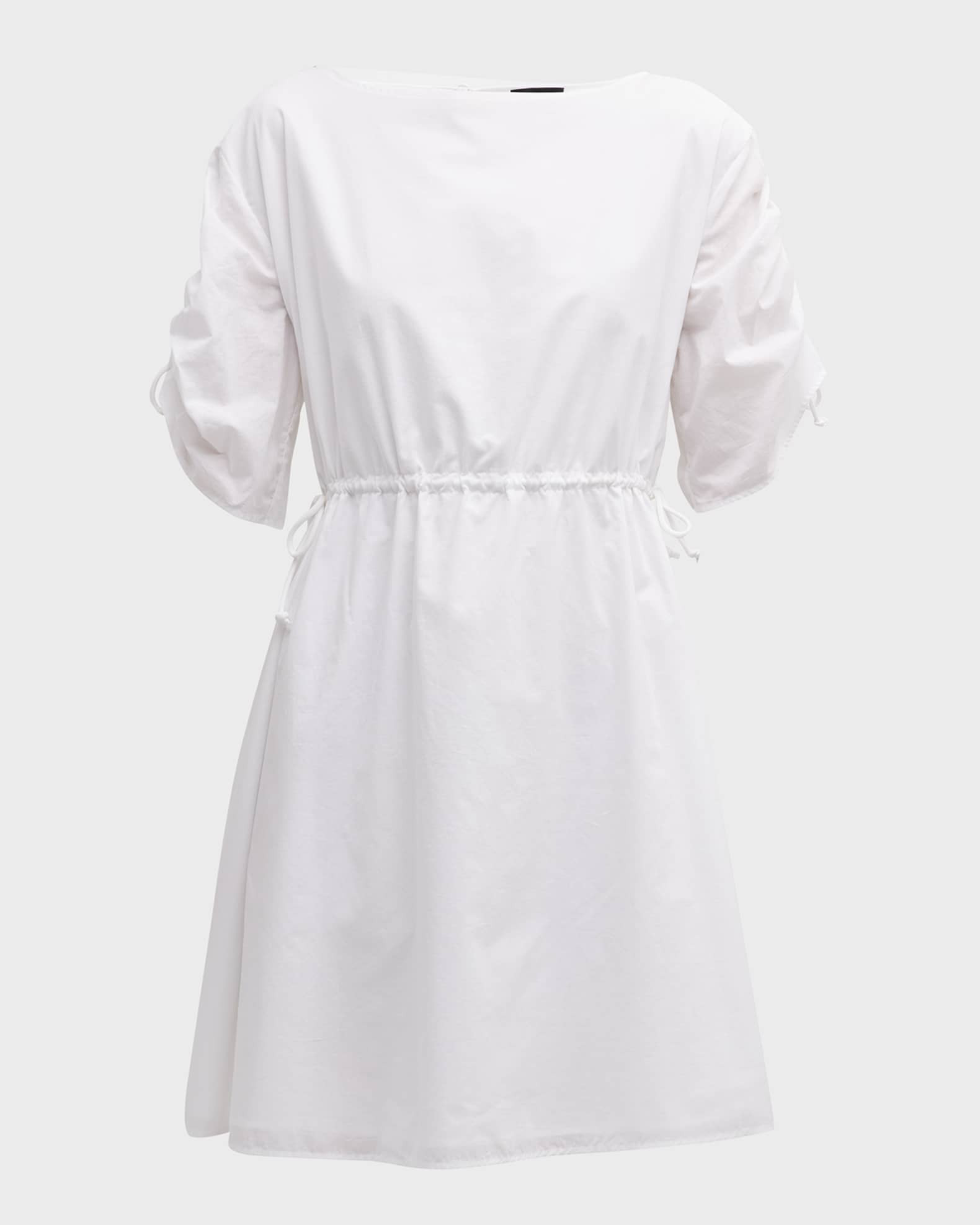 Ruched-Sleeve A-Line Mini Dress | Neiman Marcus