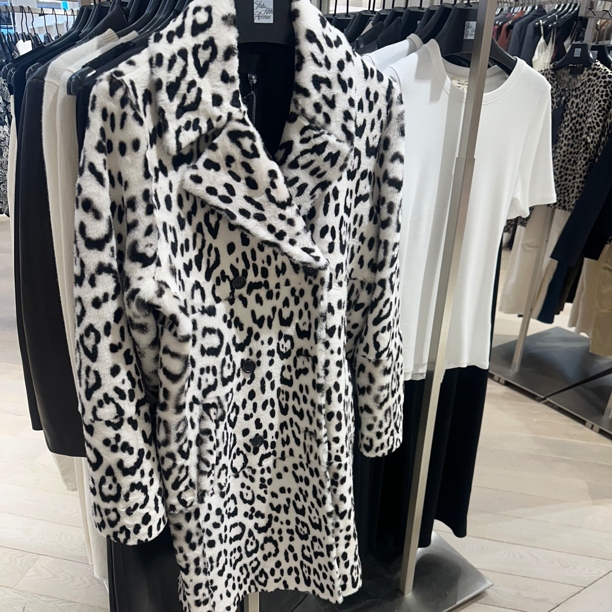 Only a few left of this stunning shearling animal print coat.  