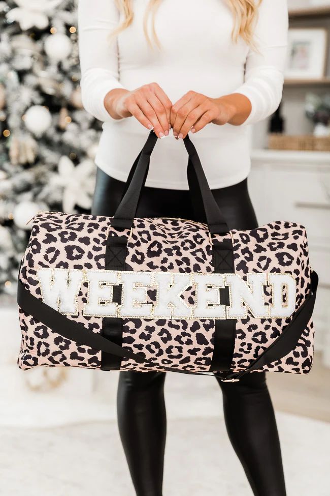 Weekend Patch Leopard Print Duffle Bag DOORBUSTER | Pink Lily