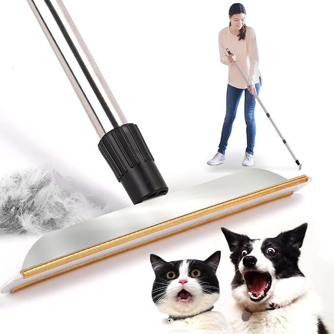 Pet Hair Remover, 60" Cleaner Carpet Rake with 4 Height, Cat Dog Hair Remover and Hair Scraper Fu... | Amazon (US)