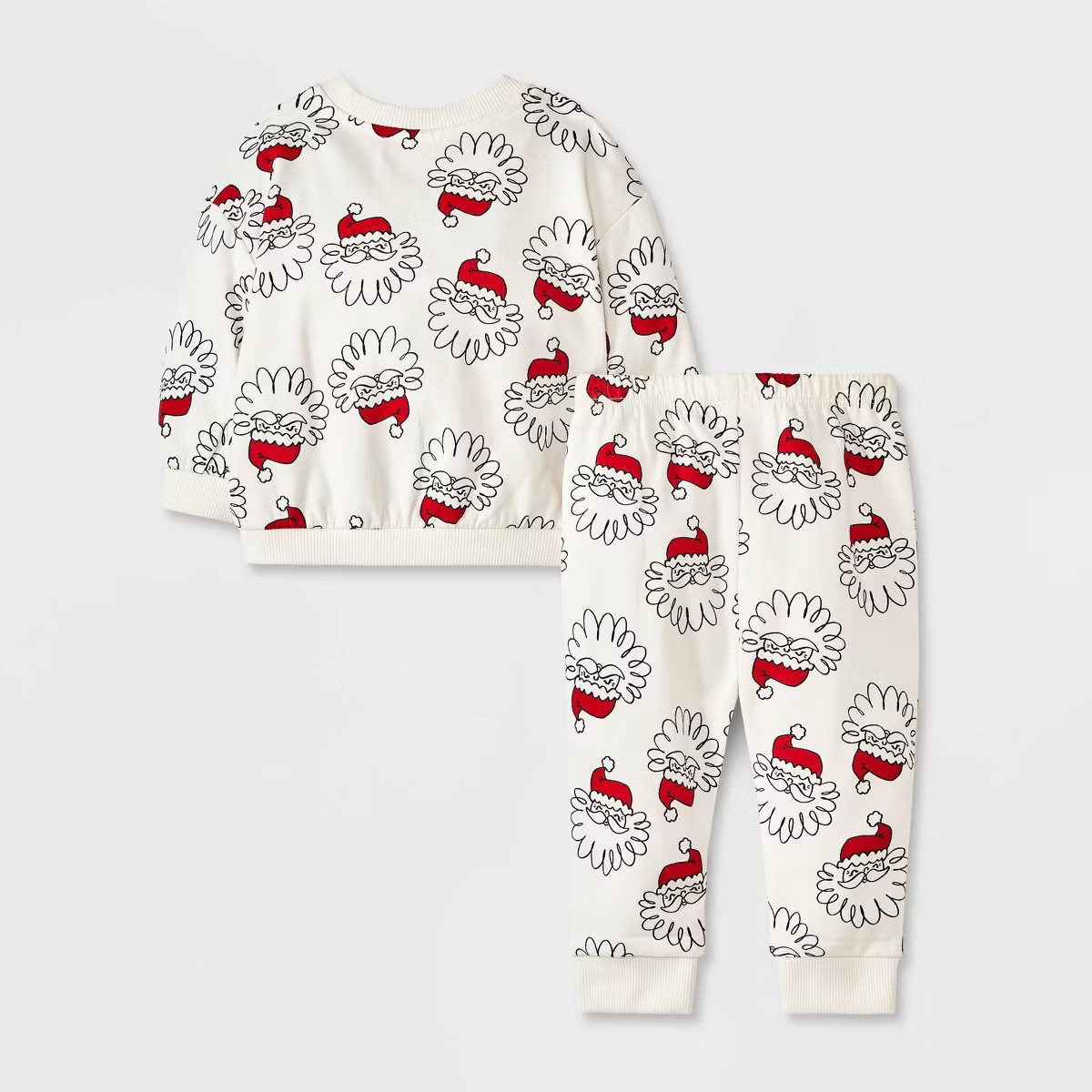 Baby Holiday Christmas Santa Fleece Sweatshirt & Jogger Pants Set - Cat & Jack™ White/Red 6-9M | Target