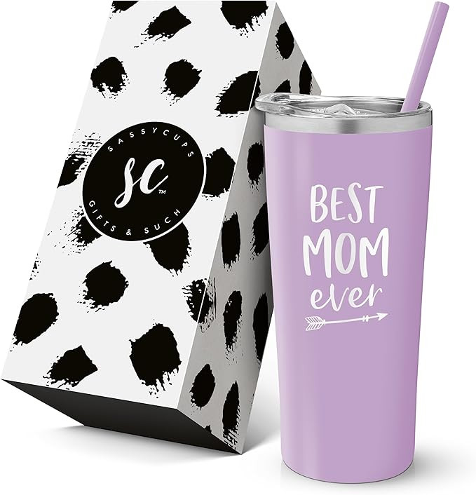 Best Mom Ever Stainless Steel Insulated Travel Tumbler with Lid and Straw - Personalized Cup for ... | Amazon (US)