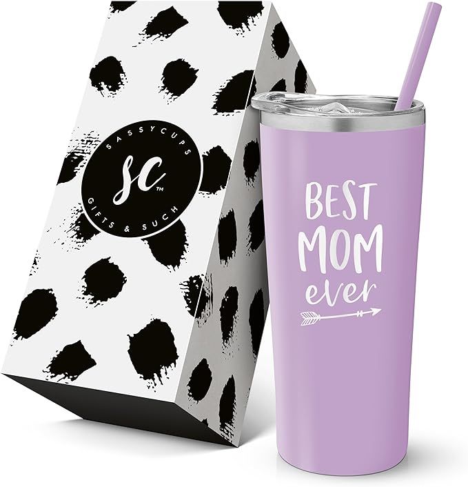 Best Mom Ever Stainless Steel Insulated Travel Tumbler with Lid and Straw - Personalized Cup for ... | Amazon (US)
