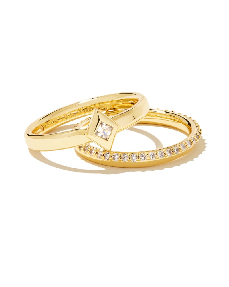 Kinsley Gold Ring Set in White Crystal | Kendra Scott