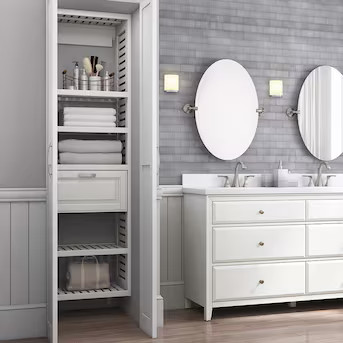 allen + roth Hartford 24-in W x 16-in D x 76-in H White Ventilated Wood Closet Tower (With 3 Shel... | Lowe's