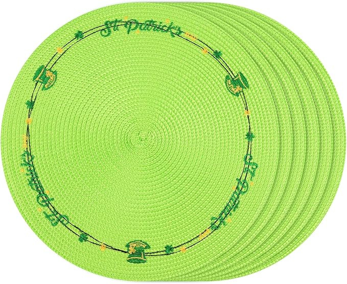 St Patricks Day Placemats Set of 6 St Patricks Day Decorations Round Placemats Shamrock Tabletop ... | Amazon (US)