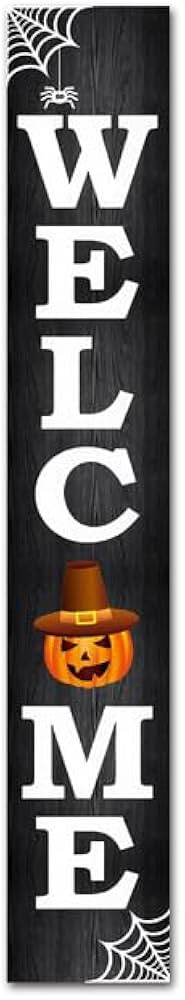 KPSheng Welcome Pumpkin Cobweb Sign Porch Decor 8“x48" Rustic Wooden Vertical Hanging or Standi... | Amazon (US)
