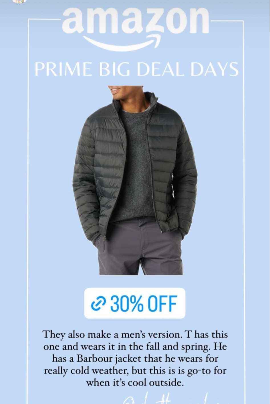 Men’s packable lightweight puffer jacket