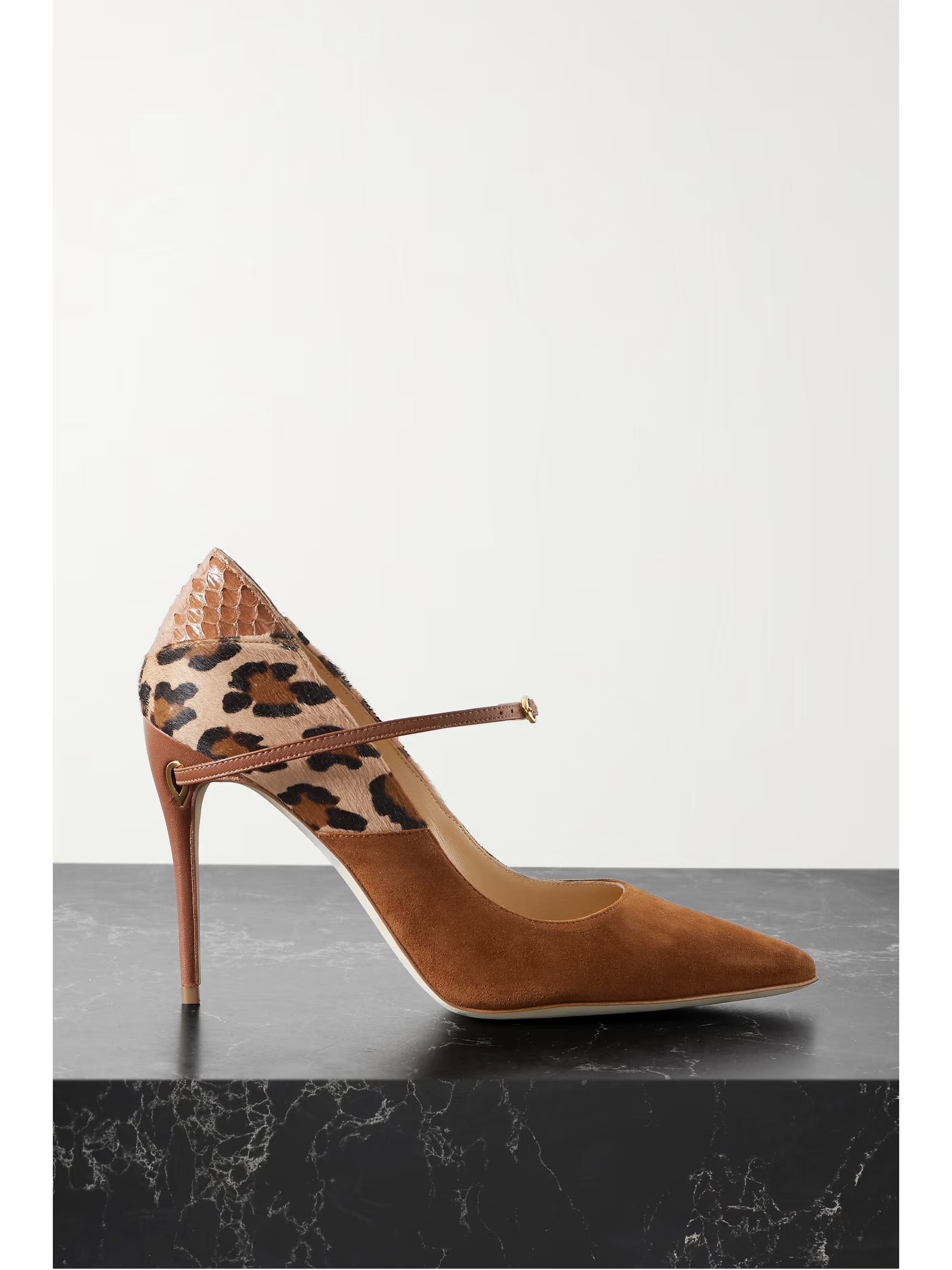 JENNIFER CHAMANDILorenzo 105 elaphe-trimmed leopard-print calf hair and suede pumps | NET-A-PORTER (US)