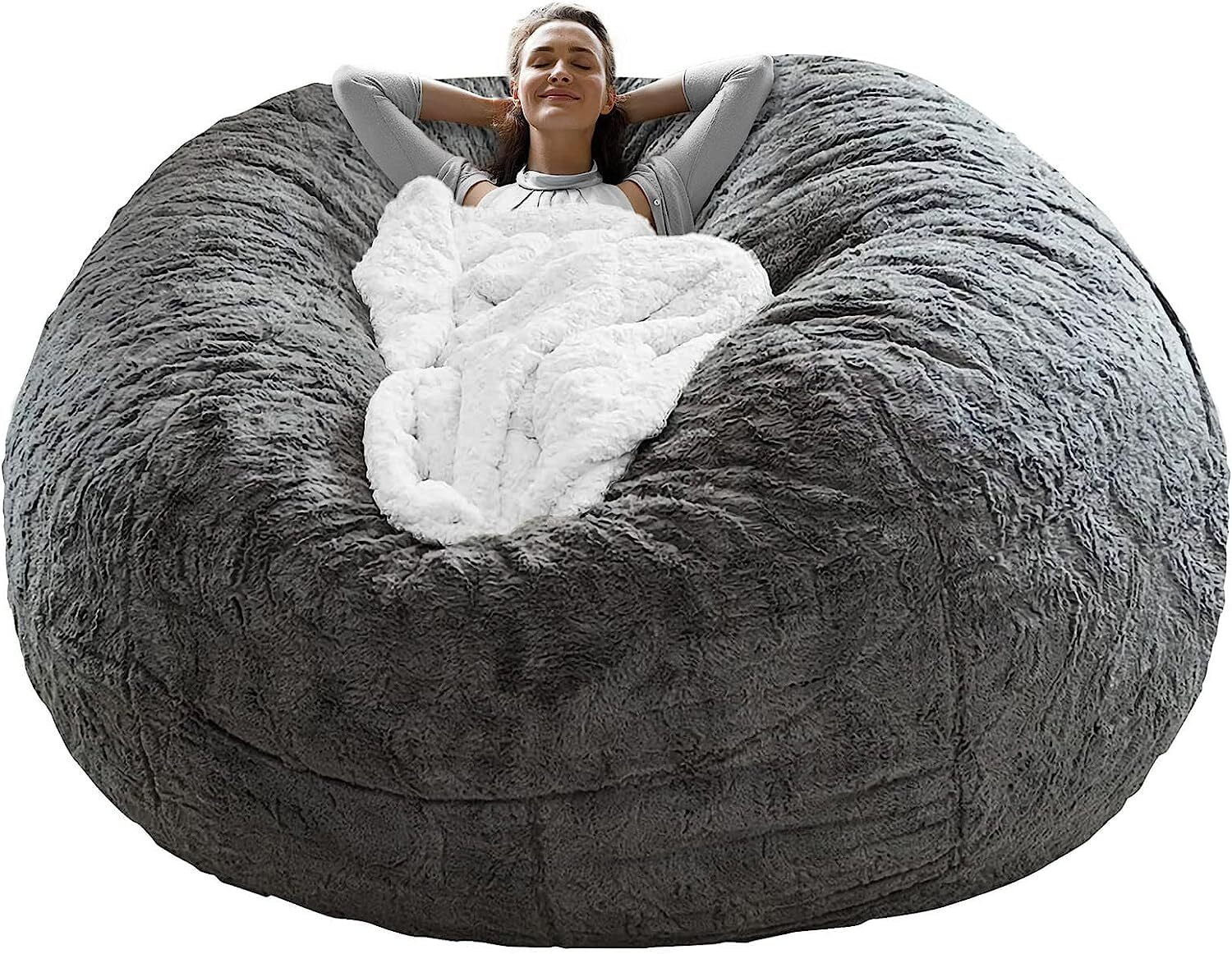 Giant Fur Bean Bag Chair Cover for Kids Adults, (Cover only, No Filler) Living Room Furniture Big... | Walmart (US)