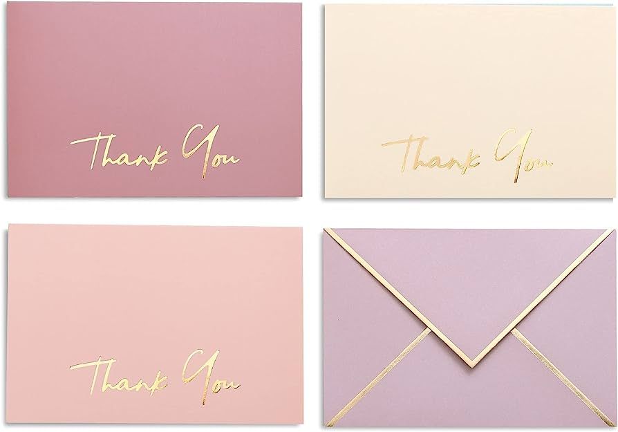 Heavy Duty Thank You Cards with Envelopes - 36 PK - Gold Thank You Notes 4x6 Inches Baby Shower T... | Amazon (US)