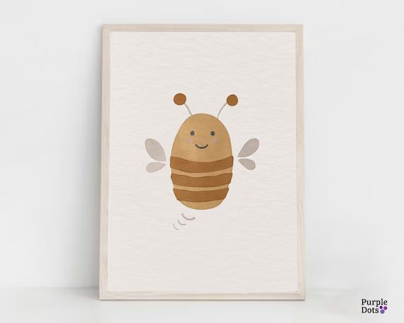 Bee Boho Nursery Print Cute Baby Bee Animal Wall Art Minimal | Etsy | Etsy (US)