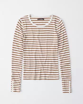 Long-Sleeve Slim Ribbed Tee | Abercrombie & Fitch US & UK